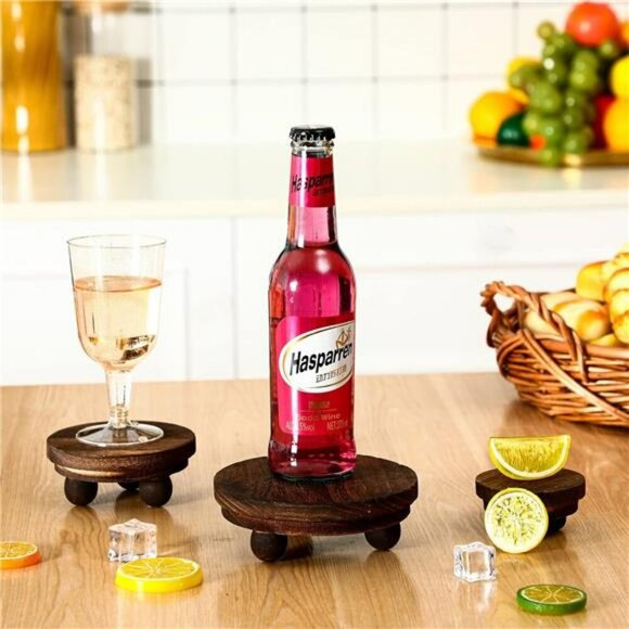 Wood Pedestal Risers Set Rustic Round Mini Stands Tiered Tray Farmhouse Decor - Picture 5 of 8